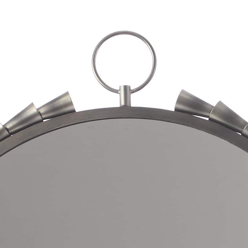 37" Industrial Chrome Framed Round Decorative Wall Bathroom Vanity Mirror