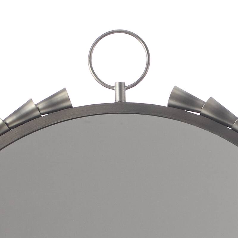 37-in Industrial Chrome Framed Round Decorative Wall Bathroom Vanity Mirror