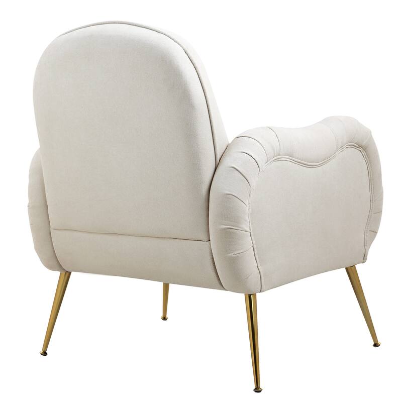 Snowflake Fabric Accent Chair with Gold Metal Legs, High-Density Foam and Spring Cushion, and 300 lbs Weight Capacity