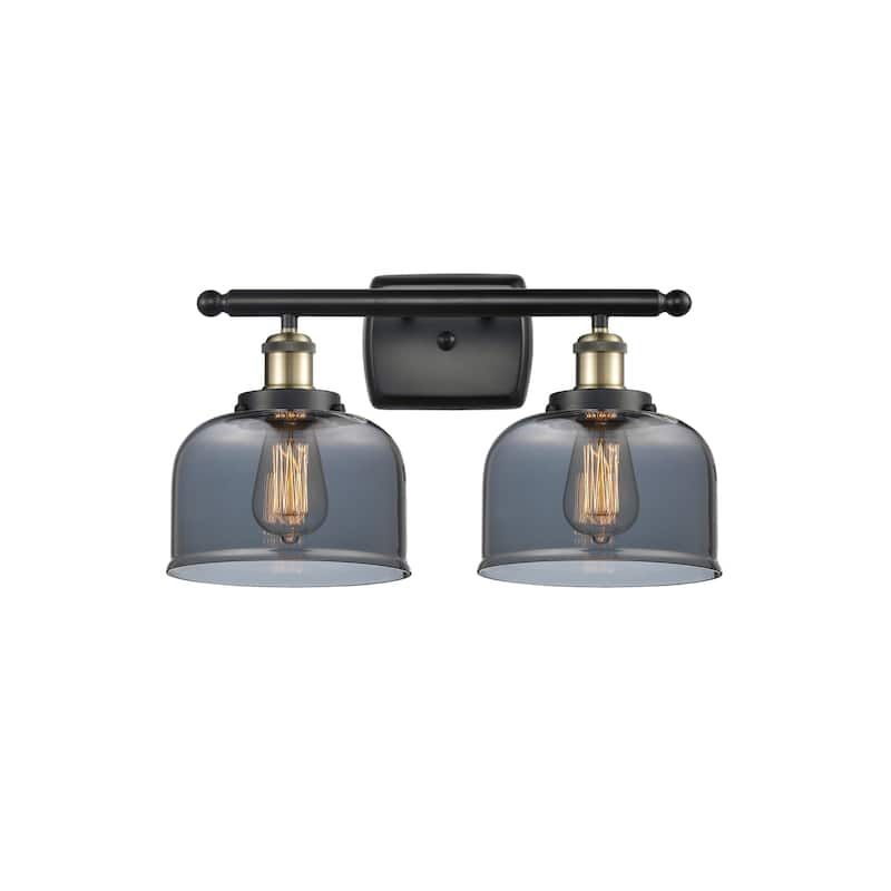 Innovations Lighting 916-2W-13-18 Bell Vanity Bell 2 Light 18" Wide - Black Antique Brass / Plated Smoke
