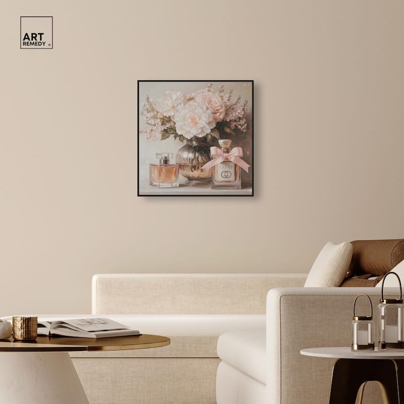 Peach Perfume Flowers in Vase Canvas by Art Remedy