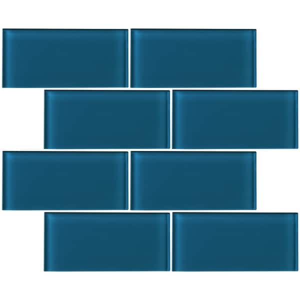 Tilegen 3 X 6 Glass Subway Tile In Turquoise Blue Wall Tile 80 Tiles 10sqft Overstock