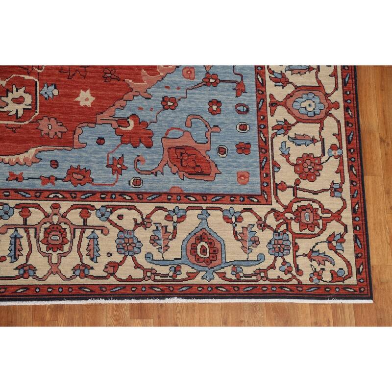 Red Heriz Serapi Turkish Oriental Wool Area Rug Hand-knotted Carpet - 9'9" x 13'0"