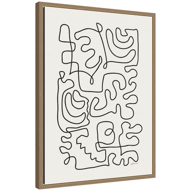 Kate and Laurel Connected Lines by Gabrielly Guedes Framed Canvas Wall Art Print - 18x24 - Gold