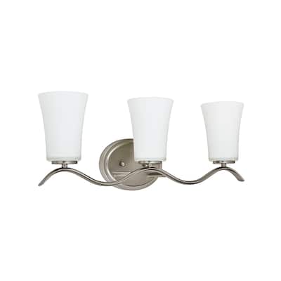 3 Light Bathroom Vanity Lighting with White Glass