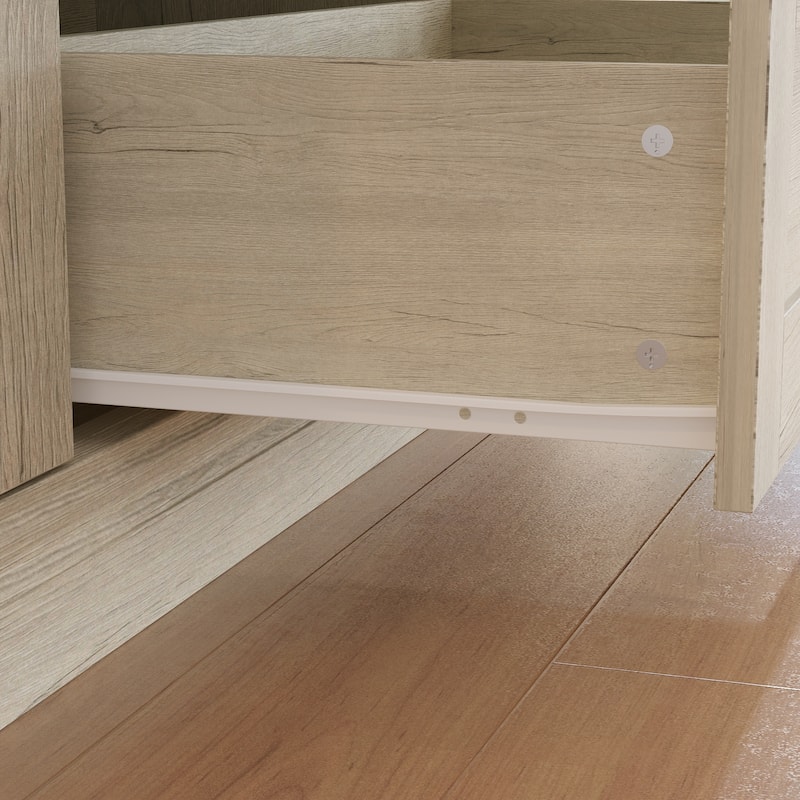 Bookcase Cabinet with Glass Doors and Drawers Multi-Purpose Storage Display Hutch for Living Room or Dining Room