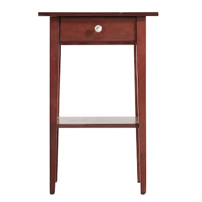 Wooden 1-Drawer Nightstand with Open Shelf - 28" - Brown