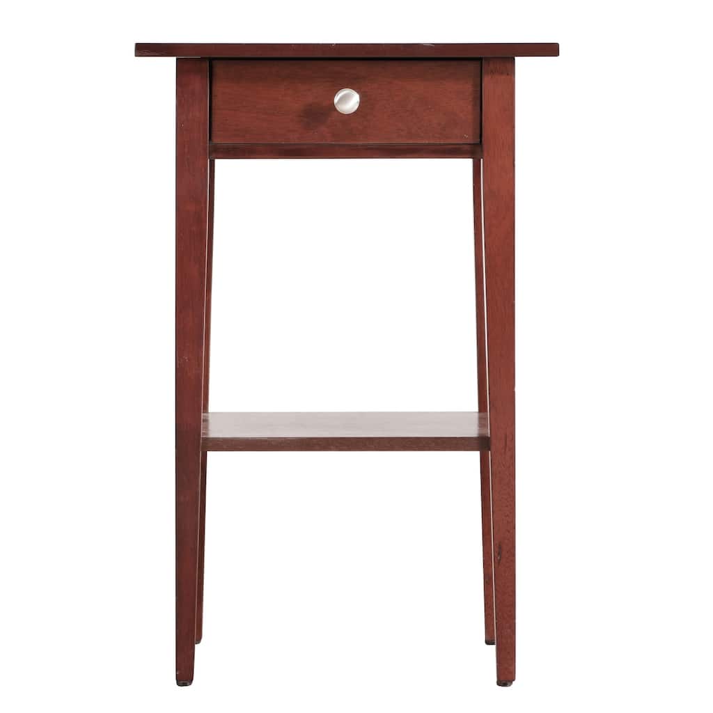 Wooden 1-Drawer Nightstand with Open Shelf - 28" - Brown