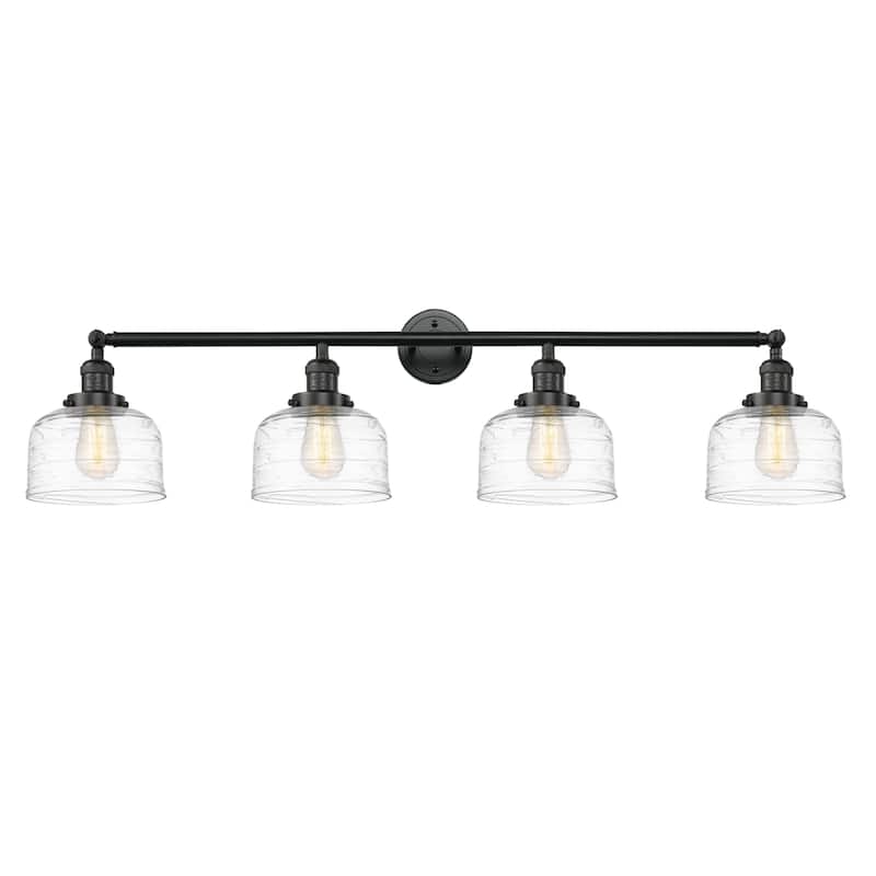 Innovations Lighting 215-10-44 Bell Vanity Bell 4 Light 44" Wide - Matte Black / Clear Deco Swirl