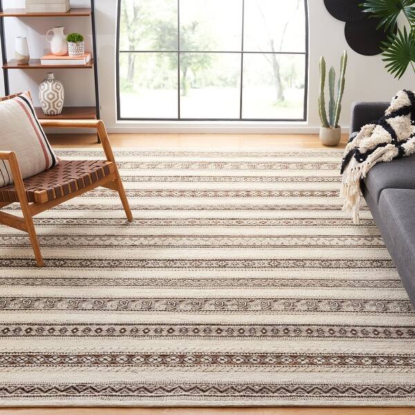 slide 2 of 7, SAFAVIEH Hand-knotted Santa Fe Sisse Modern Wool Rug 10' x 14' - Natural/Multi - Rectangle