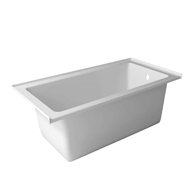 Fine Fixtures Tile-In White Fiberglass/Acrylic Soaking Bathtub with Built-in Tile Flange