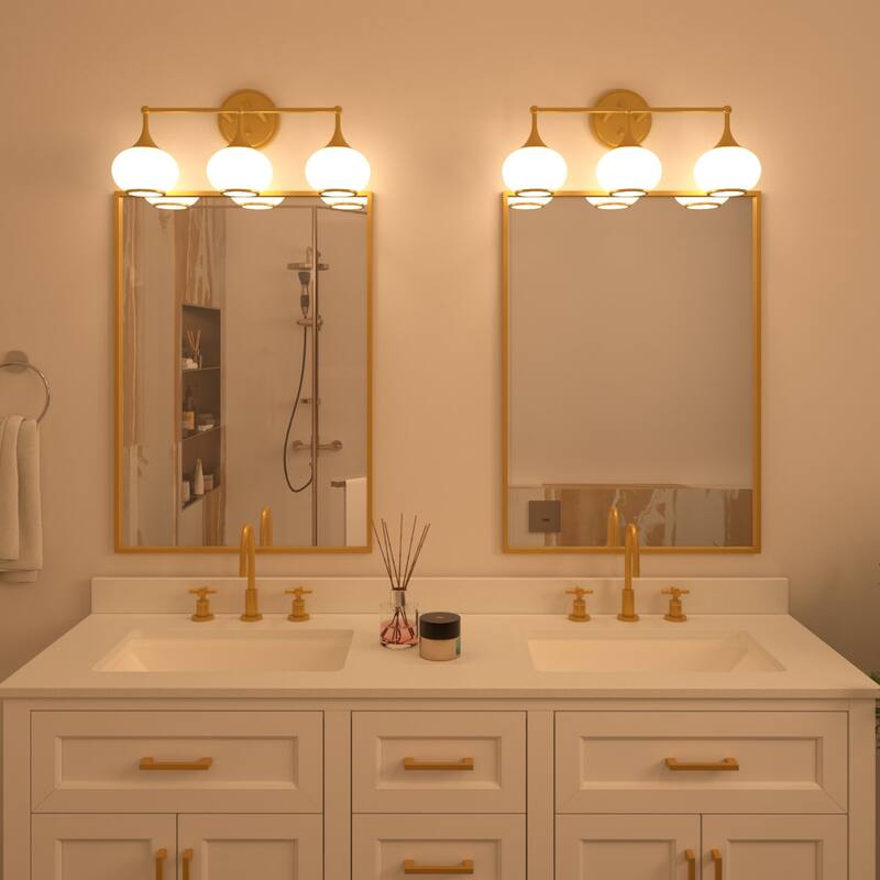 Acroma Aged Brass/Polished Chrome Finish Modern Globe Vanity Light
