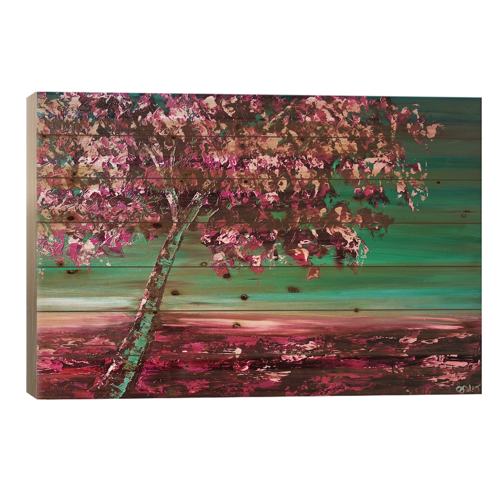 Under The Cherry Tree Print On Wood by Osnat Tzadok - Multi-Color