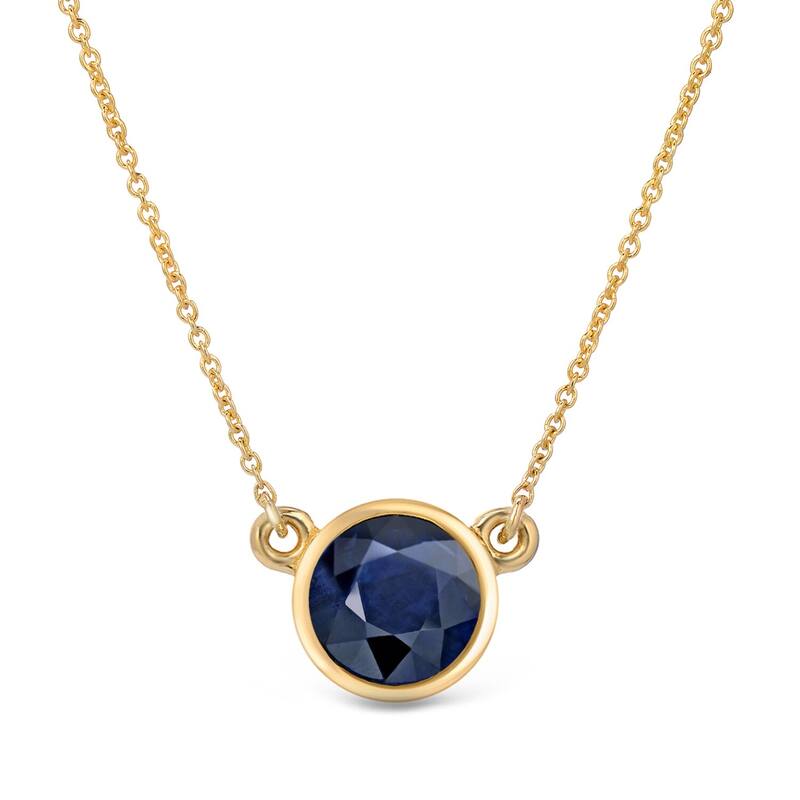 Auriya 14k Gold Bezel-set Sapphire Solitaire Necklace 1/2ctw - Yellow