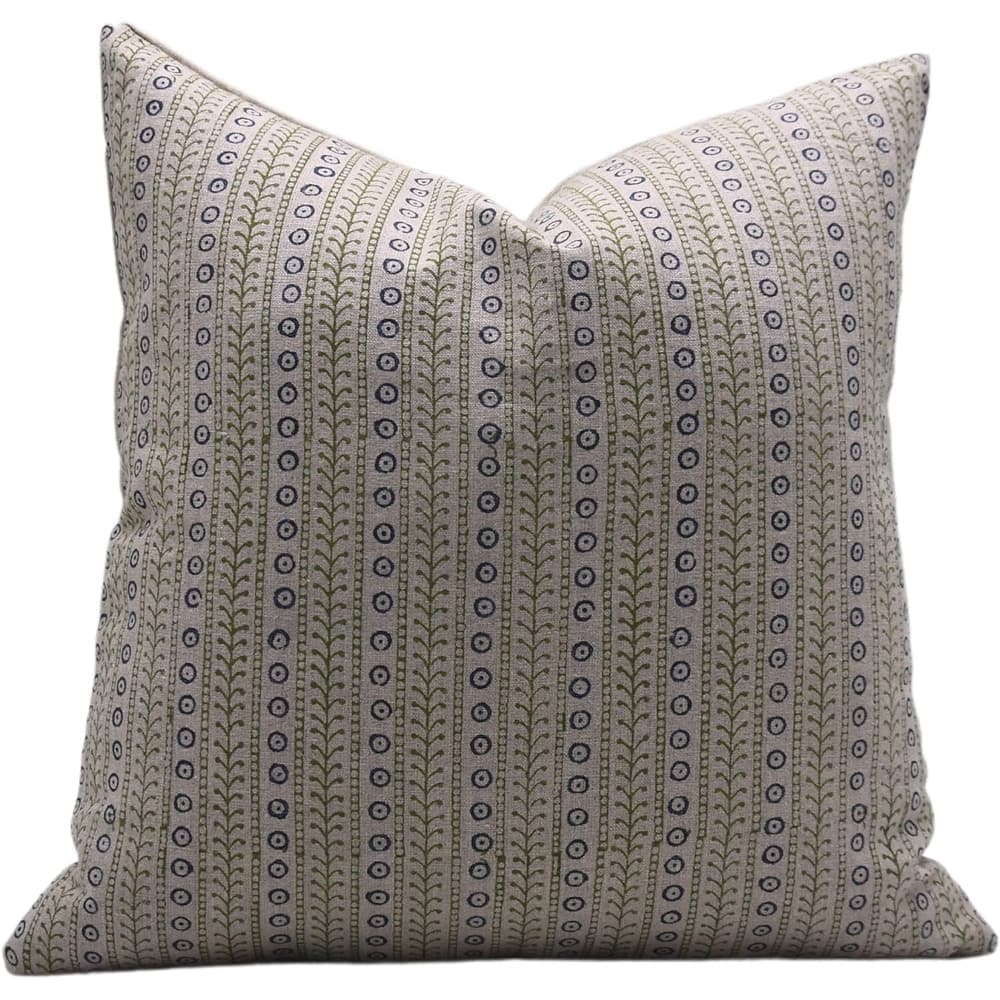 Fabdivine Cozy Linen Block Print Pillow Cover Rustic Farmhouse Living Décor, Ethynic Lehariya