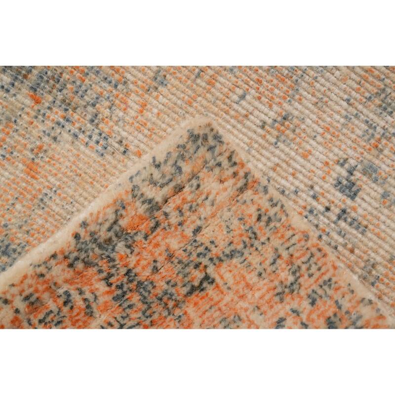 Hand Knotted Oriental Viscose Silk Carpet Modern All-Over Oranges & Rust Abstract Area Rug - 5' 7'' X 4' 0''