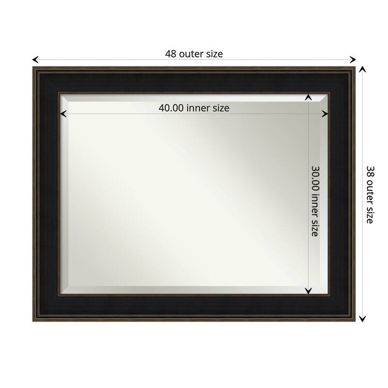 Beveled Wood Wall Mirror - Mezzanine Espresso Frame - Outer Size: 48 x 38 in