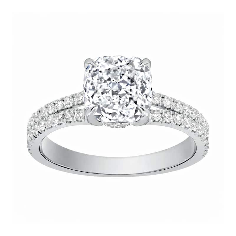 Auriya 14K Gold Cushion Lab Grown Diamond Split Shank Engagement Ring 1.43 - 5.86ct. tw. (F-G, VS) - 3.00 carats - 4.5 - Rose