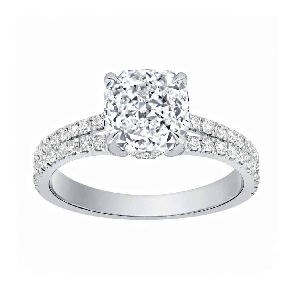 Auriya 14K Gold Cushion Lab Grown Diamond Split Shank Engagement Ring 1.43 - 5.86ct. tw. (F-G, VS)