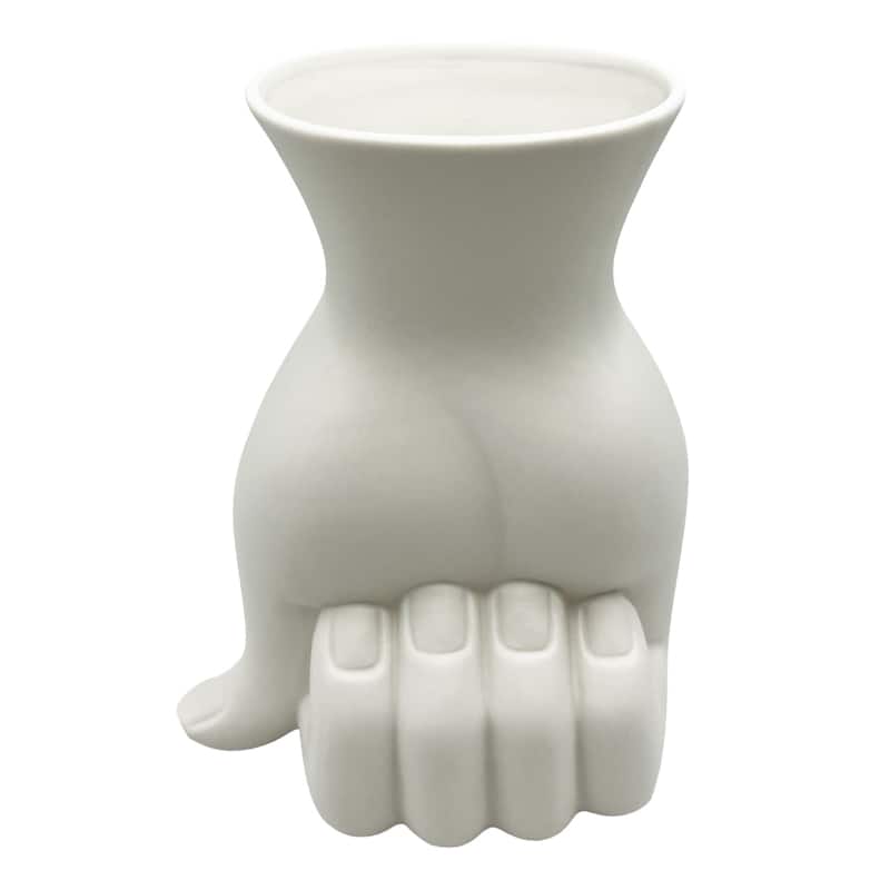 9 Inch Tall White Hand Ceramic Vase