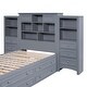 preview thumbnail 11 of 12, Twin Wood Storage Platform Bed w/ Vertical All-in-One Cabinet, Gray