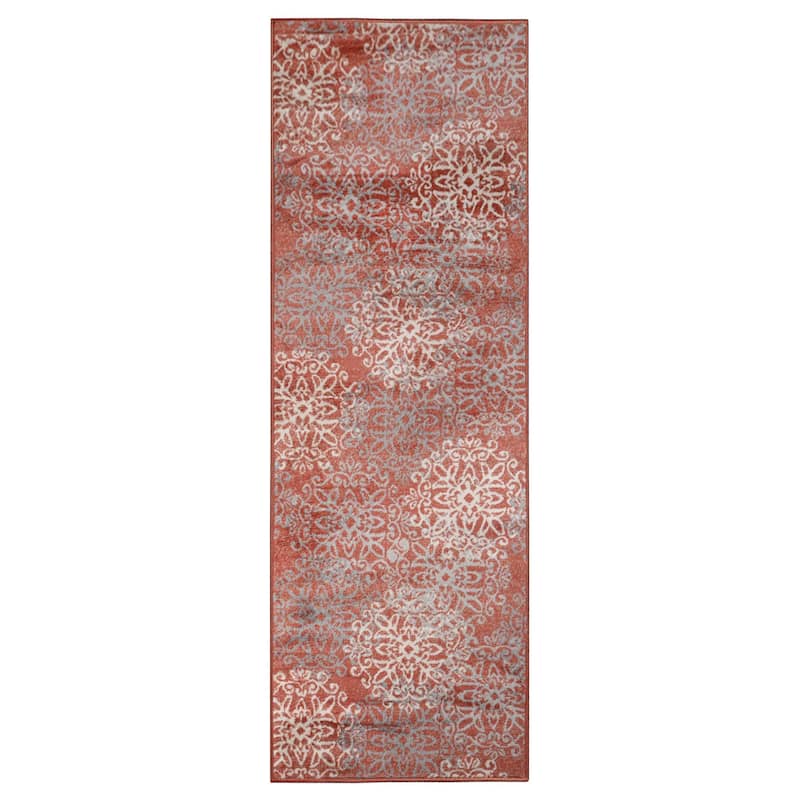 Superior Leigh Traditional Floral Scroll Indoor Runner or Area Rug - 2' 7" x 8' - Ginger