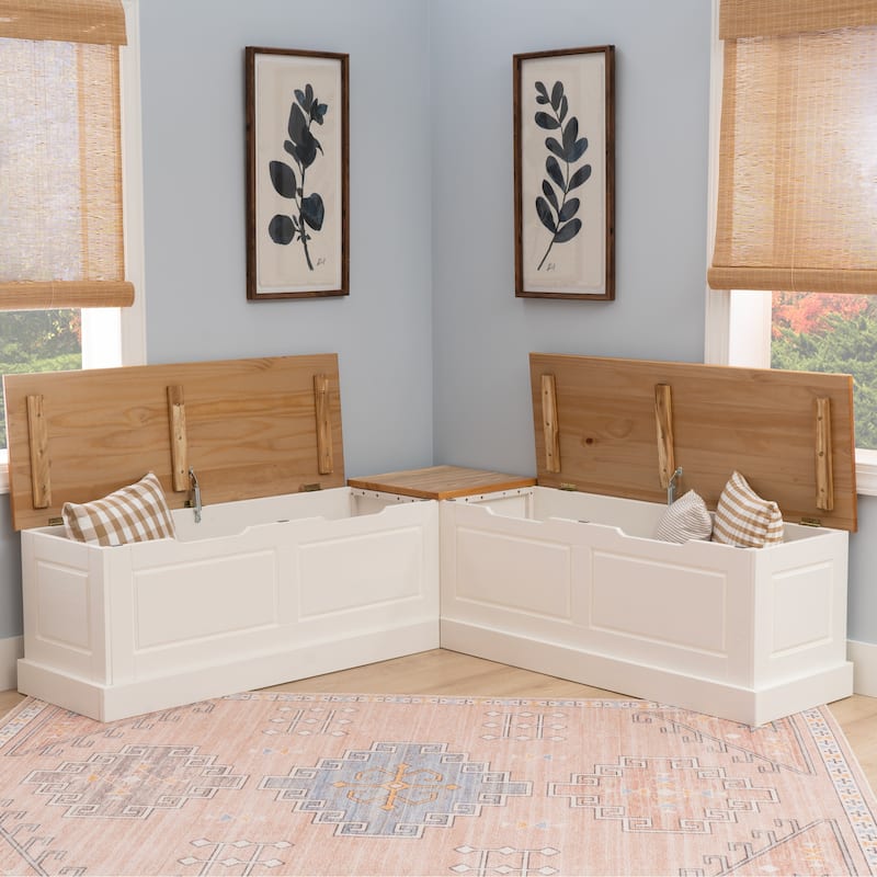 Josie L-shaped Backless Breakfast Nook Bench - Natural/White