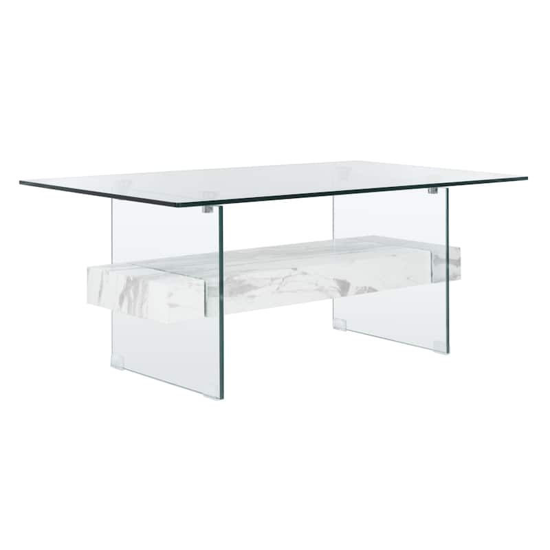 SAFAVIEH Kayley Modern Glass Coffee Table - 43.3" x 23.6" x 16.5"