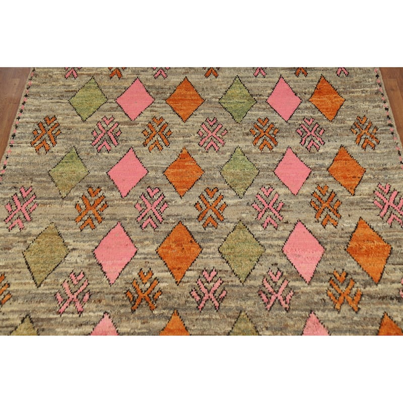 Square Geometric Moroccan Oriental Area Rug Handmade Wool Carpet - 5'9" x 6'4"