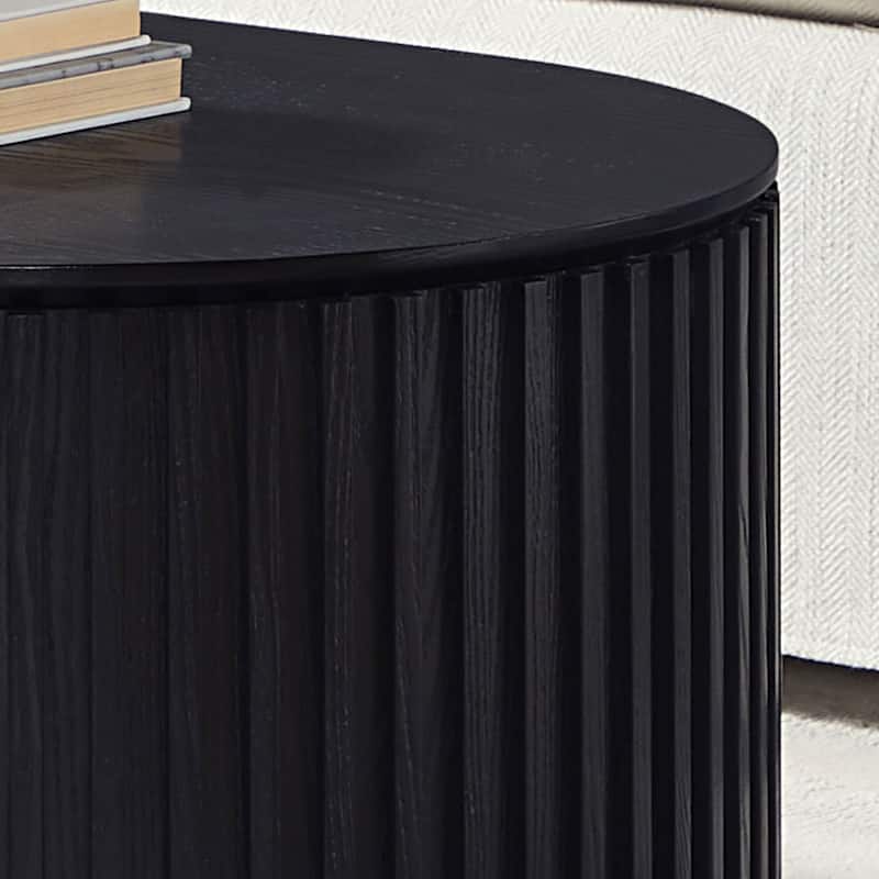 51.18" Oval Wood Coffee Table With Drawer Mid Century Modern Coffee Table Unique Coffee Table for Living Room Furniture