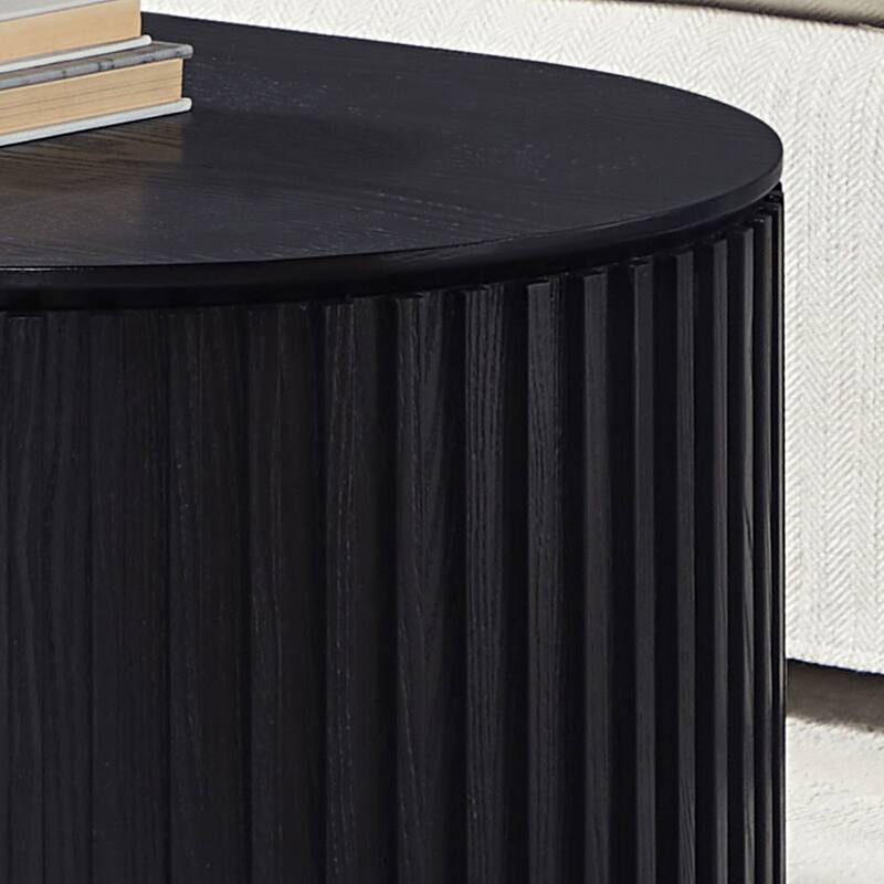 51.18'' Oval Wood Coffee Table With Drawer