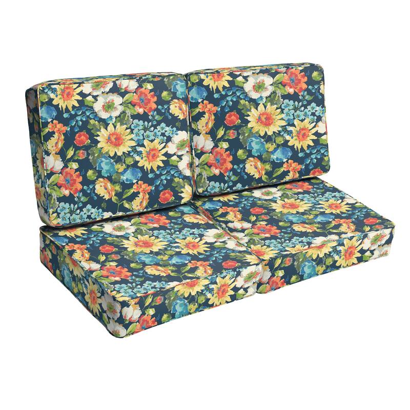 Sorra Home Indoor/Outdoor Blue Multi Floral Deep Seating Cushion Set - 47 in w x 23 in d
