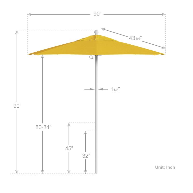 California Umbrella 7.5' Rd.. Aluminum Frame, Fiberglass Rib Market Umbrella, Push Open, White Finish, Olefin Fabric