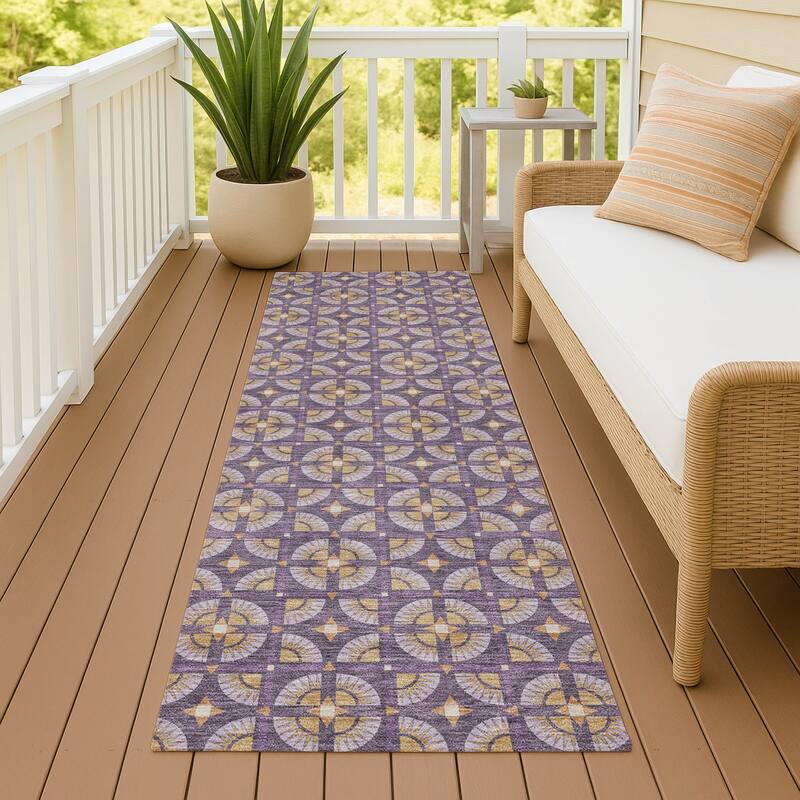 Machine Washable Indoor/ Outdoor Modern Roeland Chantille Rug - Purple - 2'3" x 7'6"
