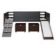 preview thumbnail 51 of 62, Kids Twin Size Low Loft Bed with Rope Climbing Frame, Slide, Double-Sided Chalkboards and Lockable Underbed Storage Boxes