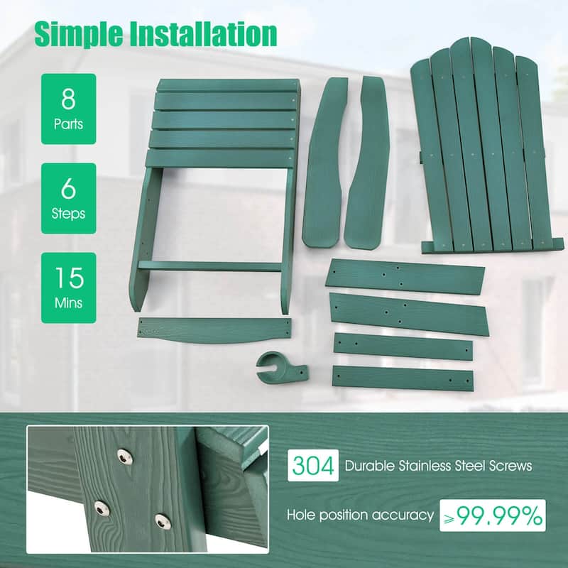 Costway Adirondack Chair HIPS Adirondack Chair with Cup Holder & - See Details