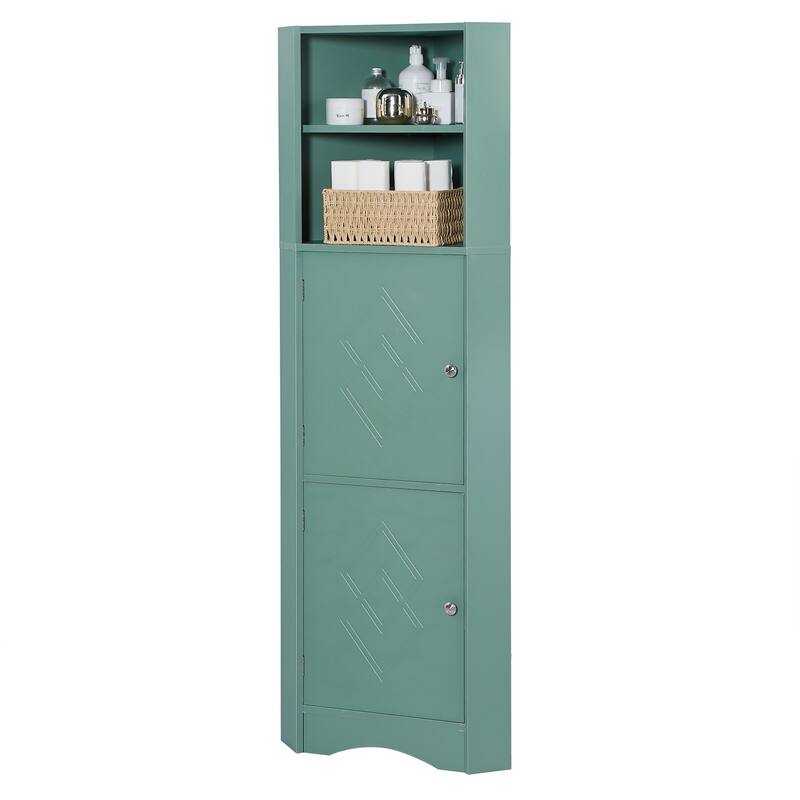 DFStudio - Tall Bathroom Corner Storage Cabinet with Adjustable Shelves, MDF