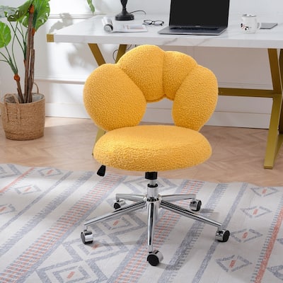 Modern Style Teddy Fabric Home Office Chair with Adjustable Height and 360°Swivel