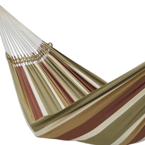 NOVICA Handmade Subdued Stripes Cotton hammock (double) Brazil - 98" L x 79" W