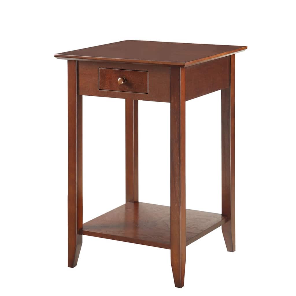 Classic 1 Drawer End Table with Spacious Shelf, Solid Pine Legs and Ash Veneer Top for Living Room or Bedroom - 18