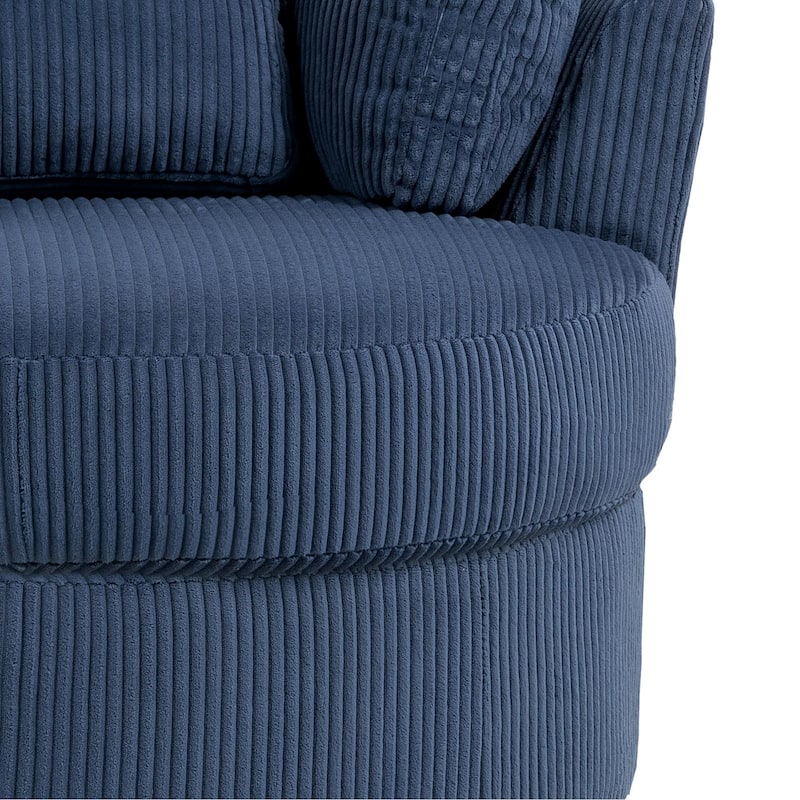 41" W Oversized Accent Barrel Swivel Chair with Moon Storage Ottoman
