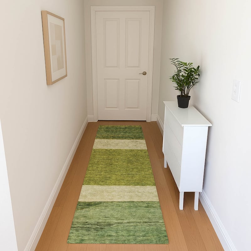 Premium Washable Super Soft Ombre Gabbeh Mayfield Rug - Olive - 2'3" x 7'6"