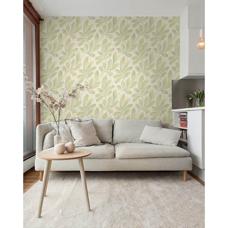Seabrook Designs Martha Ikat Leaves Unpasted Wallpaper