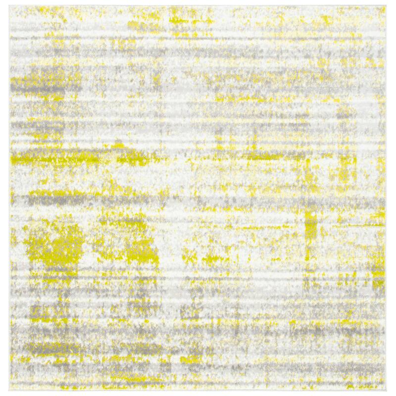 SAFAVIEH Skyler Minervia Modern Abstract Rug - 6'7" Square - Silver/Green