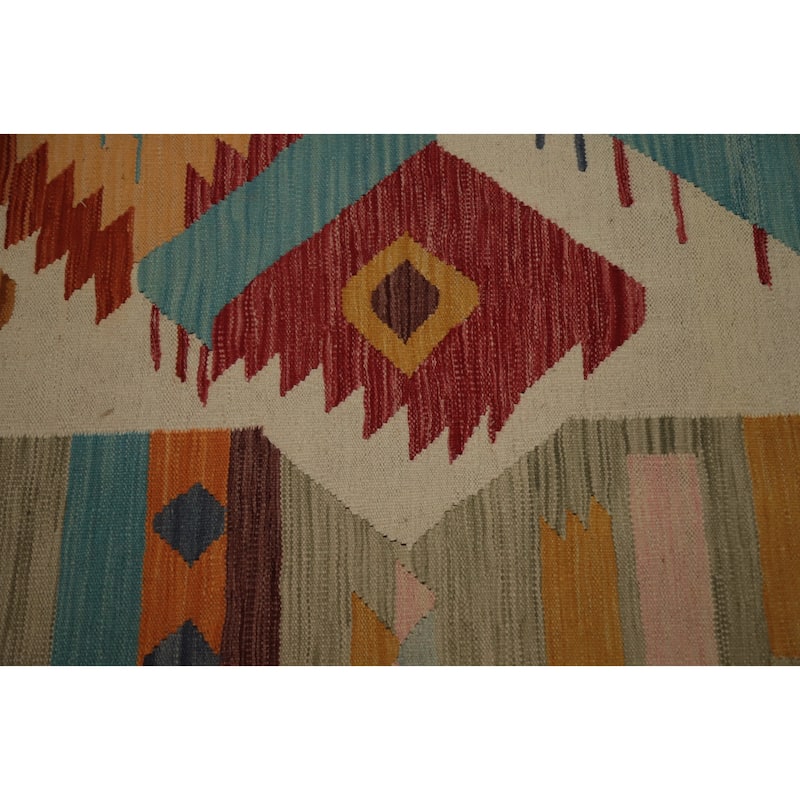 Hand Woven Oriental 100% Wool Carpet Southwestern Tribal Multi-Colored Kilim Area Rug - 8' 8'' X 5' 6''