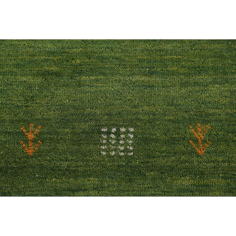 Hand Knotted Oriental 100% Wool Carpet Tribal Tribal Green Gabbeh Area Rug - 7' 9'' X 5' 8''