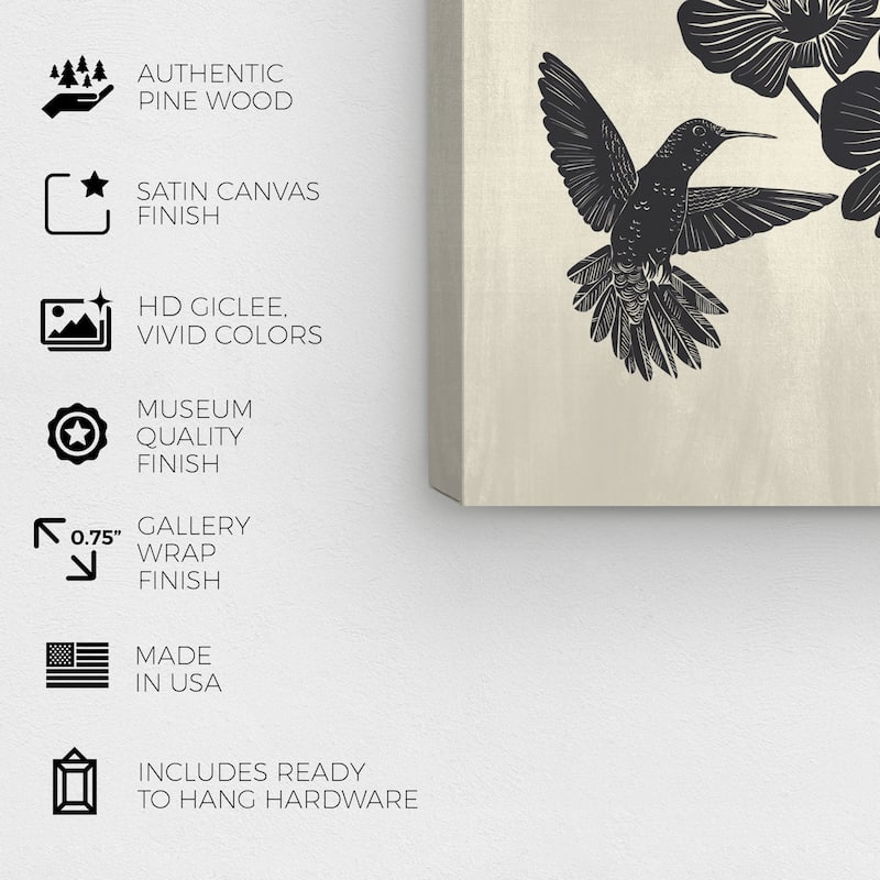 Wynwood Studio Canvas Floral and Botanical Nectar s Harvest Black and Pastel Black Modern & Contemporary Wall Art Canvas Print