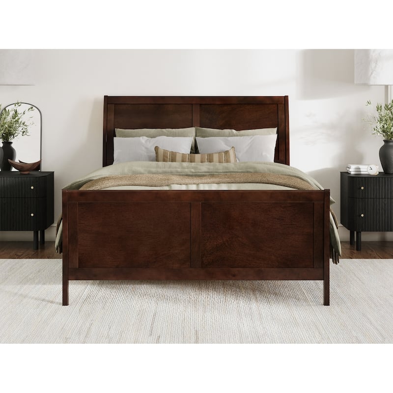 Valencia Solid Wood Low Profile Sleigh Platform Bed with Matching Footboard