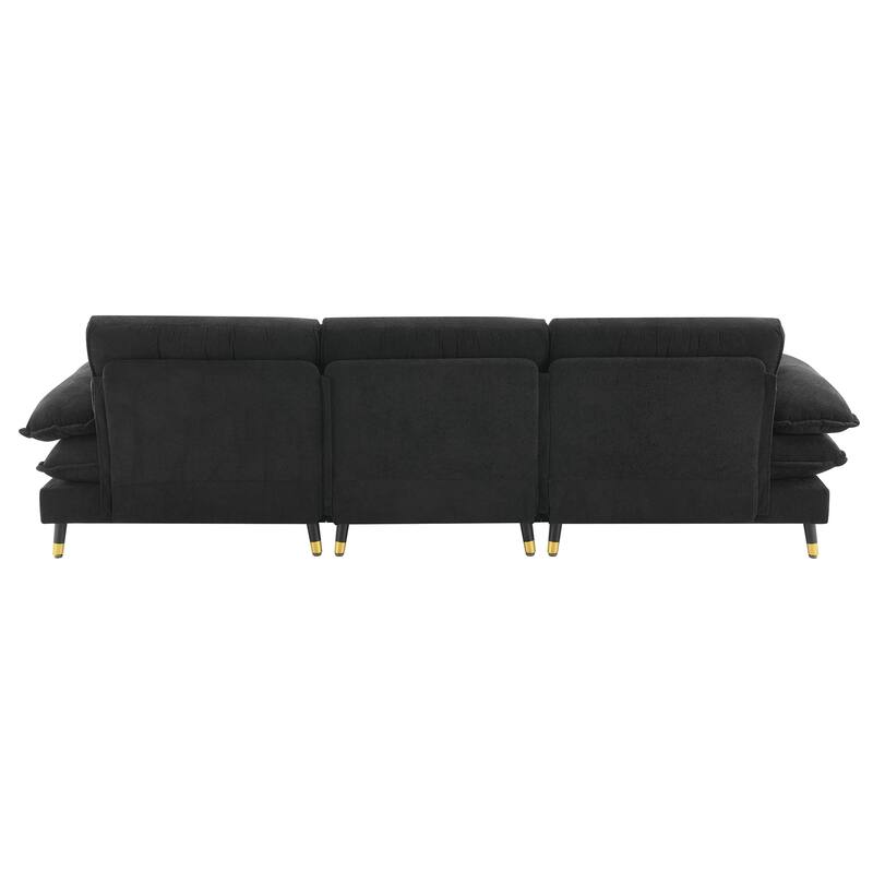 106" L-Shaped 4 Seater Convertible Sectional Sofa with Movable Ottoman, Adjustable Two-Tone Legs for Living Room