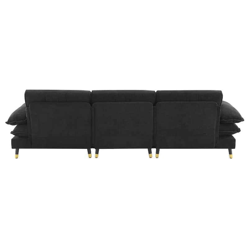 L Shaped Convertible Sectional Sofa, Chenille Tufted Sectional Sofa